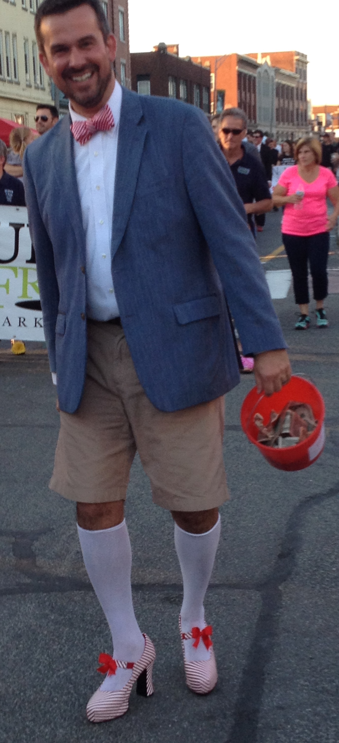 Walk a Mile 2015 walker with snazzy socks and shoes